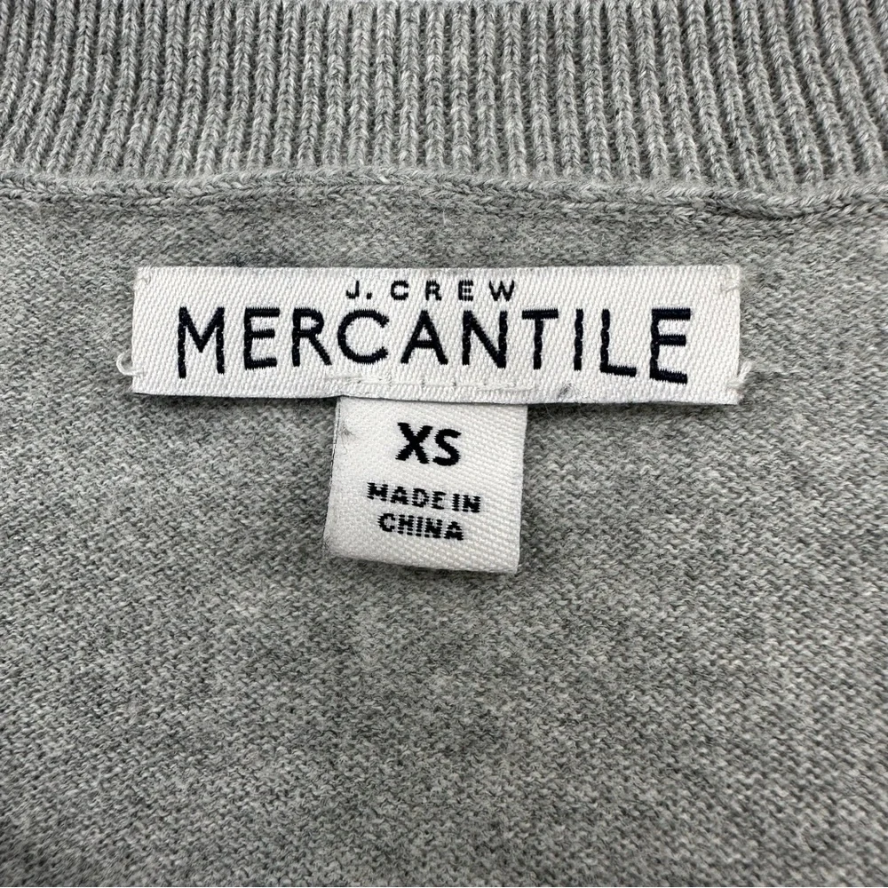 J. Crew Mercantile Long Sleeve Sweater Buffalo Plaid Hem Gray Size XS